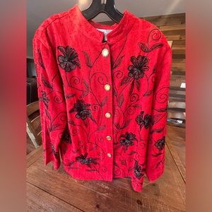 Dress jacket Red with beaded embroidery